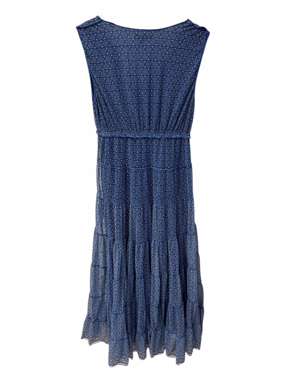 Max Studio London Sleeveless Faux Wrap Midi Dress Blue Geometric Print NWT M - Picture 3 of 8